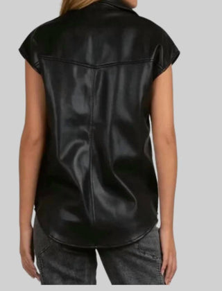 Elan - Faux Leather Sleeveless Top