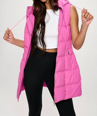 Coalition La - Faux Leather Long Puffer Vest