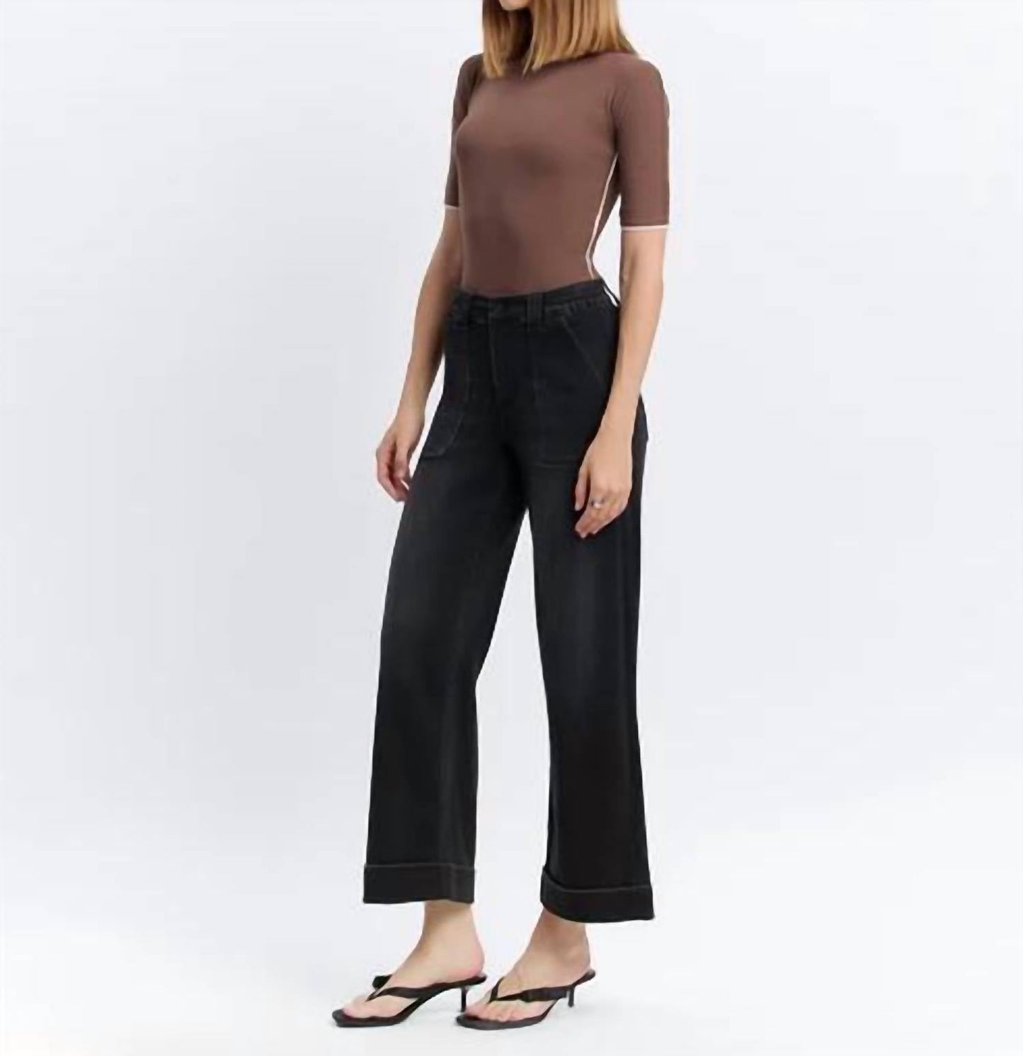 Vervet By Flying Monkey - High Rise Cuffed Baggy Wide Jeans