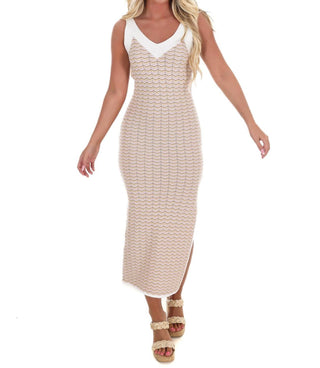 Mable - Wave Runner Chevron Bodycon Midi Dress