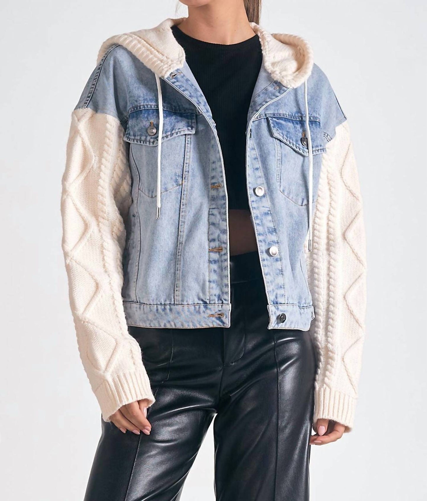 Elan - Jade Denim Sweater Jacket