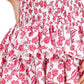 Baby Pink - Women's Printed Smocked Embroidered Mini Dress