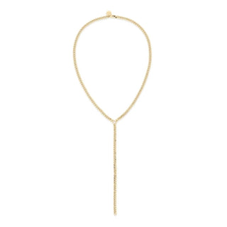 Eklexic - Women's Micro Link Curb Chain Lariat Necklace
