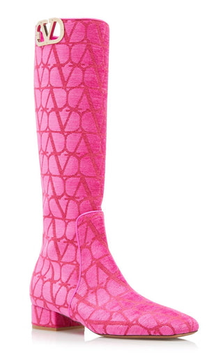 Valentino Garavani - Women's Toile Iconographe Vlogo Knee Hi Boots