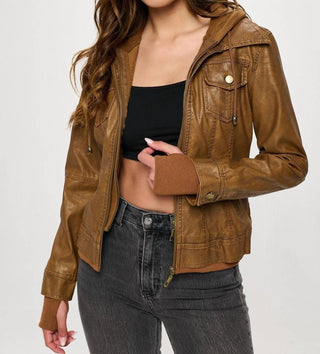 Coalition La - Vegan Leather Hooded Jacket