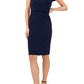 Chaus Flutter Sleeve Surplice V-Neck Sheath Dress in Jbs Navy, Size Large