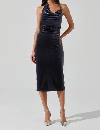 Astr - Eugenie Velvet Halter Midi Dress
