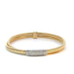 Afarin - Women's Flexible Ribbed Criss Cross Diamond Bar Cuff Bracelet