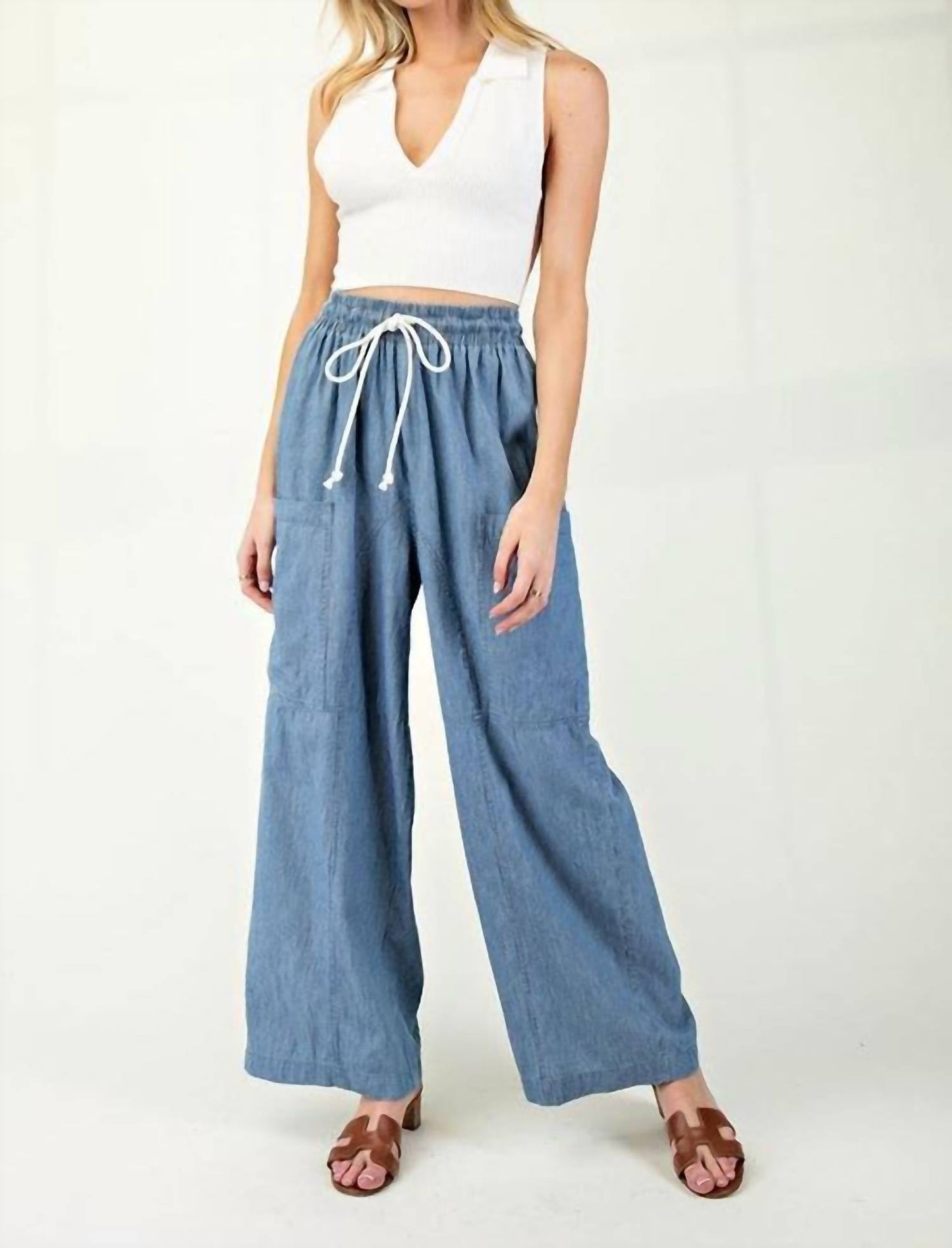 Ee:Some - Harper Stone Washed Straight Leg Pants