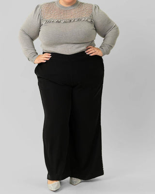 La Fuori - Wide Leg Sequin Stripe Pants - Plus