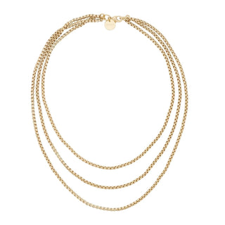 Eklexic - Triple Layer Thin Luciana Box Chain Necklace