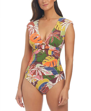 Bleu Rod Beattie - Tropical Print Cap Sleeve Swimsuit