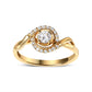 14K Yellow Gold 1/3 Cttw Diamond Solitaire and Halo Swirl Engagement Ring (G-H Color, VS2-SI1 Clarity)- Size 7