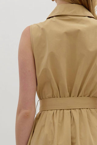 Entro - Belted Pleated Skirt & Pockets Dress