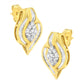 10K Yellow Gold 1/3 cttw Round-Cut Diamond Cluster and Swirl Stud Earrings (J-K Clarity, I2-I3 Color)
