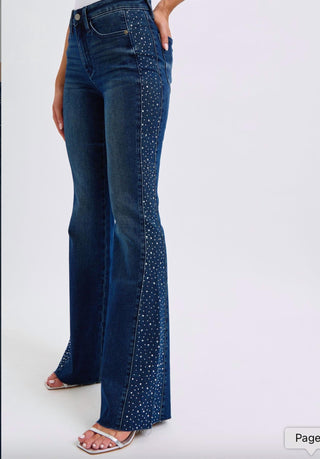 Judy Blue - Women's Rhinestone Side Panel Flare Jeans