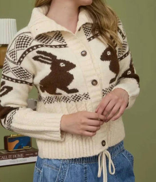 Blu Pepper - Bunny Jacquard Collared Cardigan