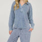 Blu Pepper - Washed Long Sleeve U Hem Polo Knit Top