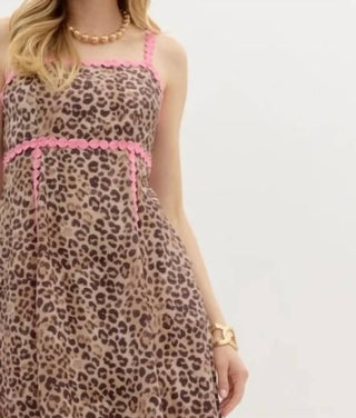 Entro - Leopard Sundress With Ric Rac Trim