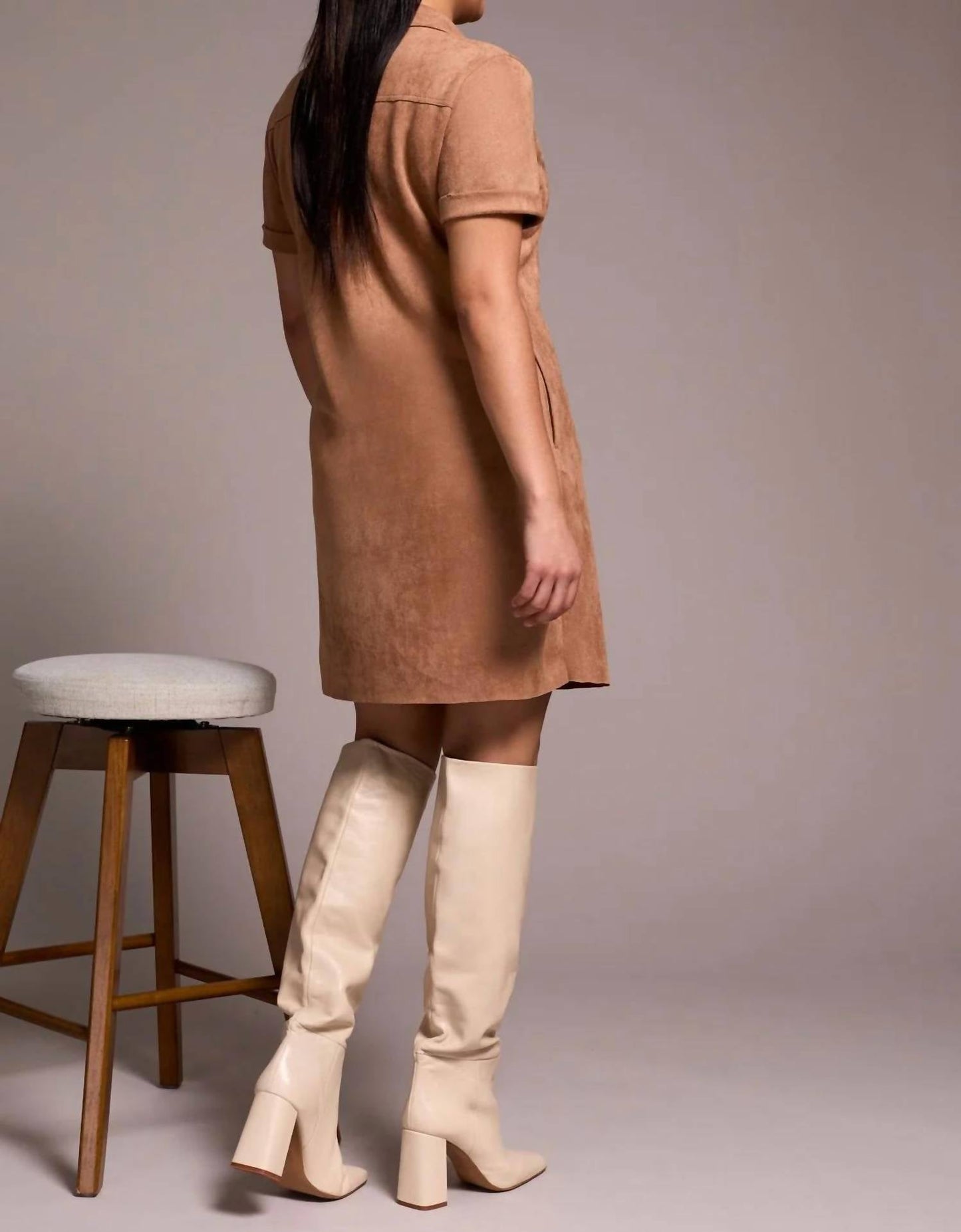 Tribal - suede short sleeve dress