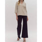 Style Usa - Faux Leather V Neck Top