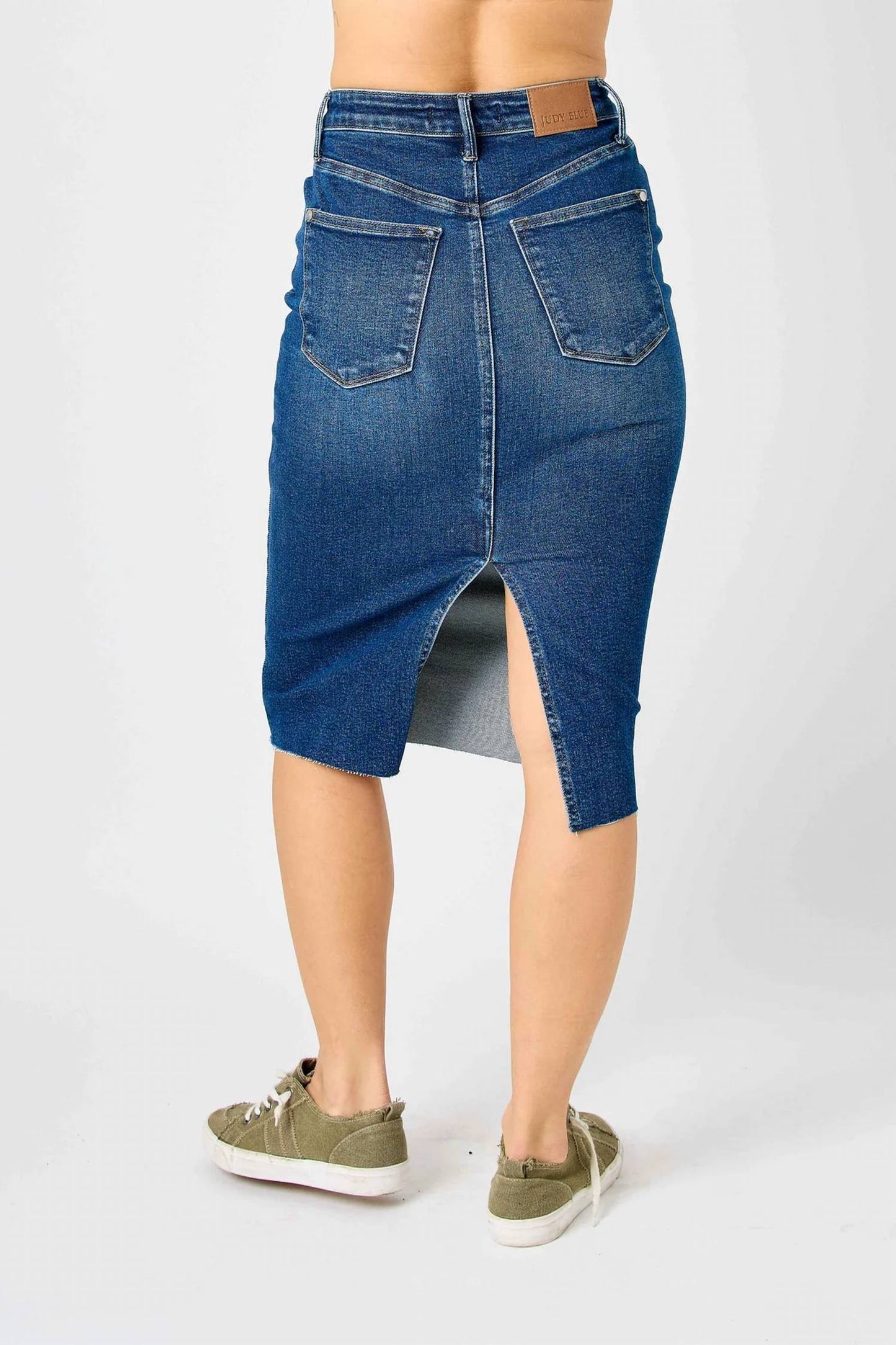 Judy Blue - Denim Midi Skirt- Plus