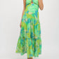 Fate - Tropical Leaf Key Hole Maxi Dress