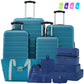 Expandable Hardshell 4-Piece  Luggage Set — (16", 20", 24", 28") Turquoise