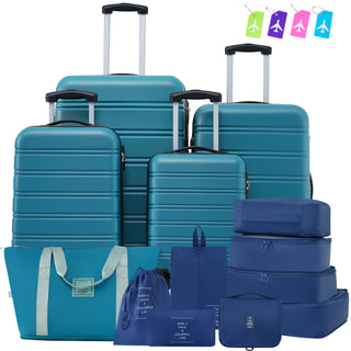 Expandable Hardshell 4-Piece  Luggage Set — (16", 20", 24", 28") Turquoise