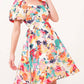 And The Why - Square Neck Puff Sleeve Floral Dress