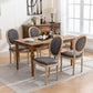 French Style Solid Wood Frame Antique Linen Dining Chair, Set of 2