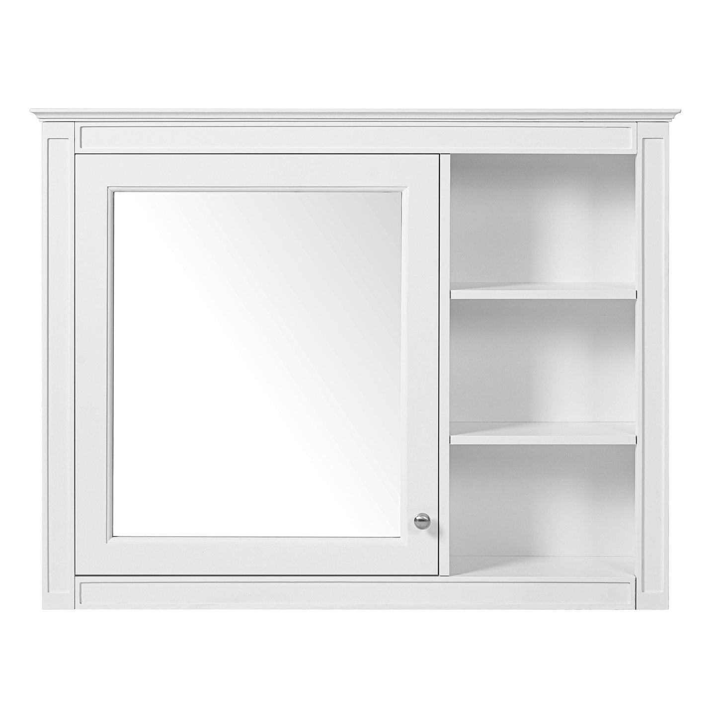 Wall Mounted Medicine Cabinet With Mirror, Adjustable Shelf - White