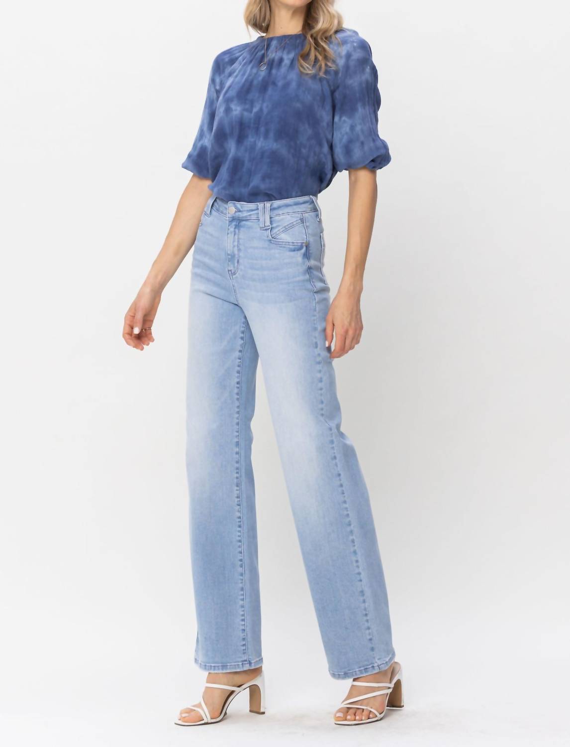 Judy Blue - High Waist With Pocket Details Wide Leg Denim Jeans