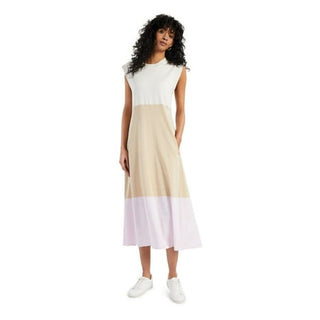 Alfani Beige Color Block Sleeveless Maxi Dress