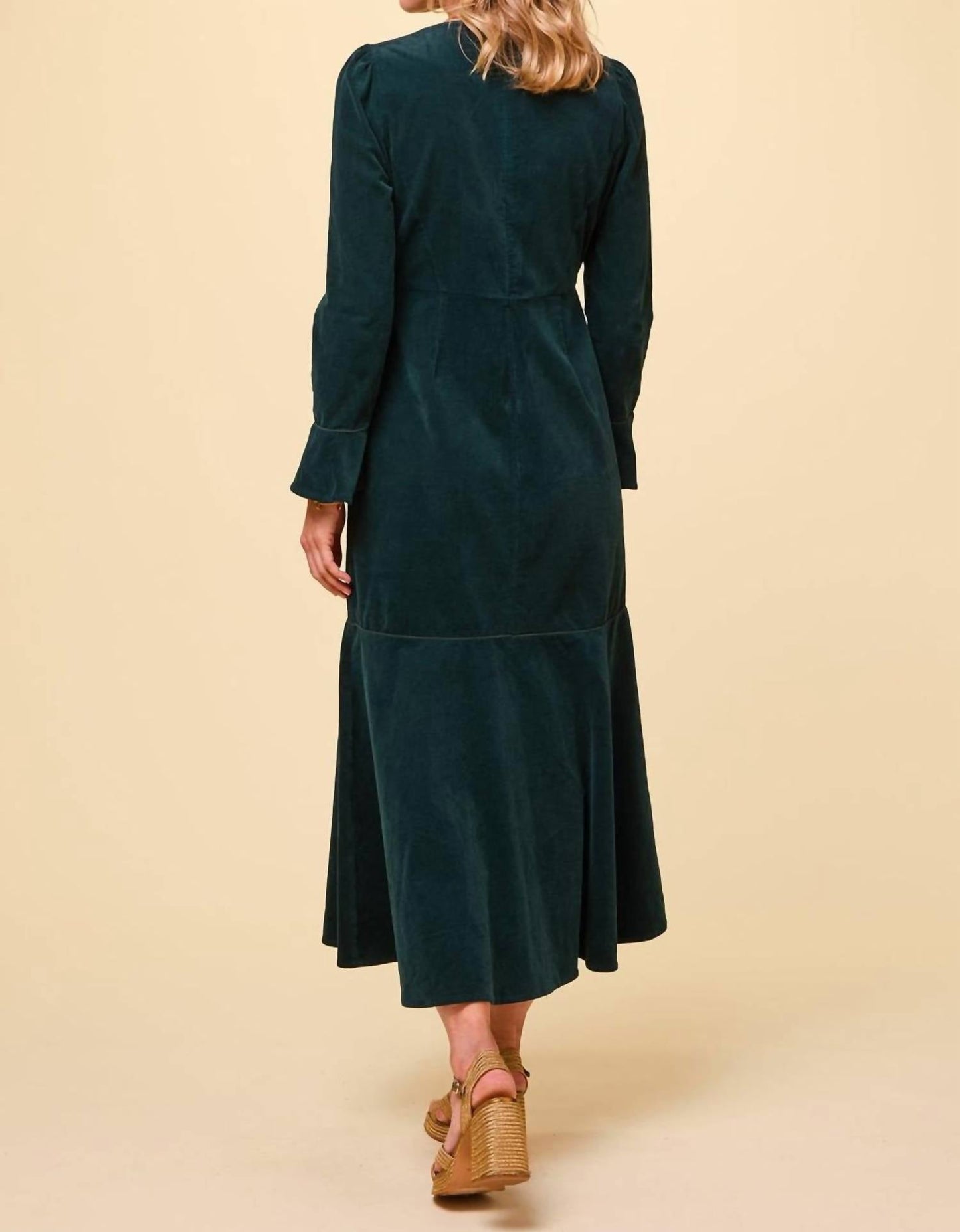 Aspiga - Paloma Round Neck Long Sleeve Stretch Corduroy Dress
