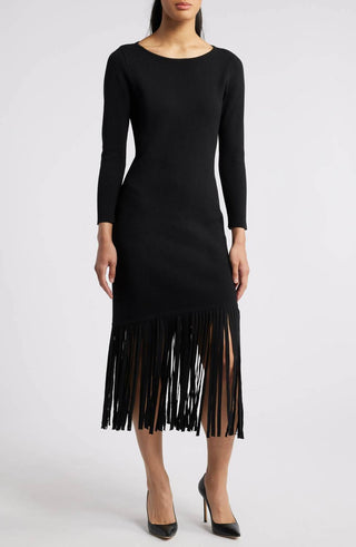 Anne Klein - Fringe Hem Sweater Dress