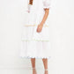 2.7 August Apparel - Scallop Edge Puffy Short Sleeve Midi Dress