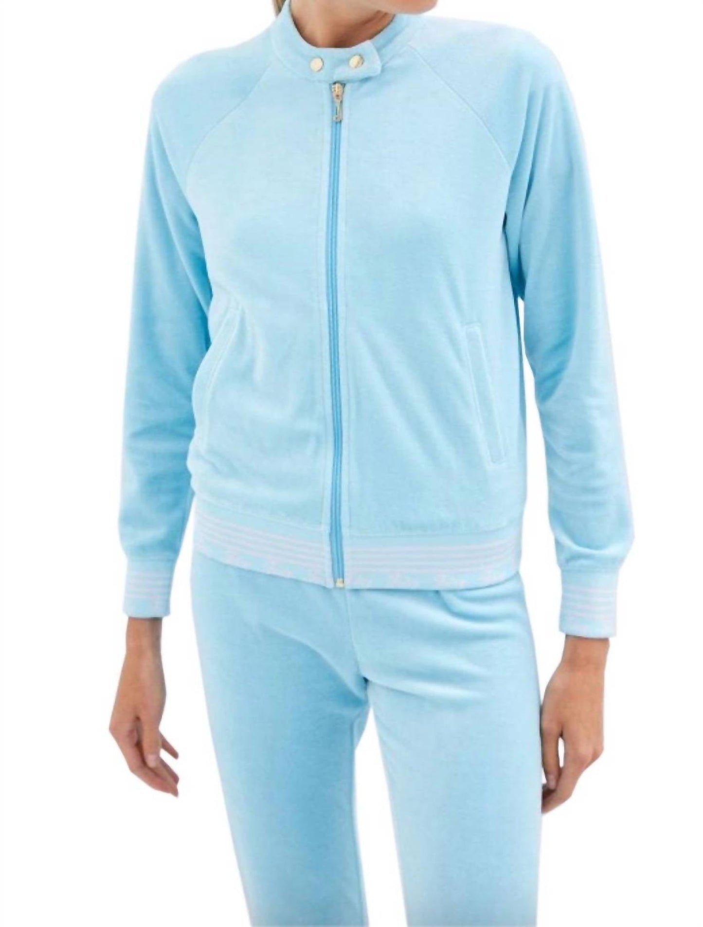 Juicy Couture - Women Doo Wop Snap Collar Velour Track Jacket L