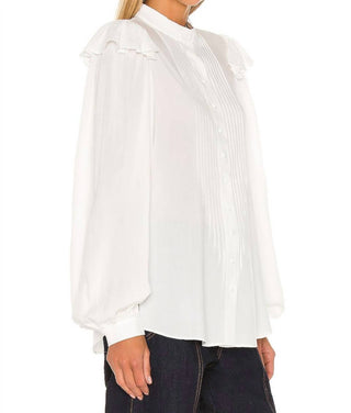 Selkie - Tuxedo Ruffle Detailed Blouse