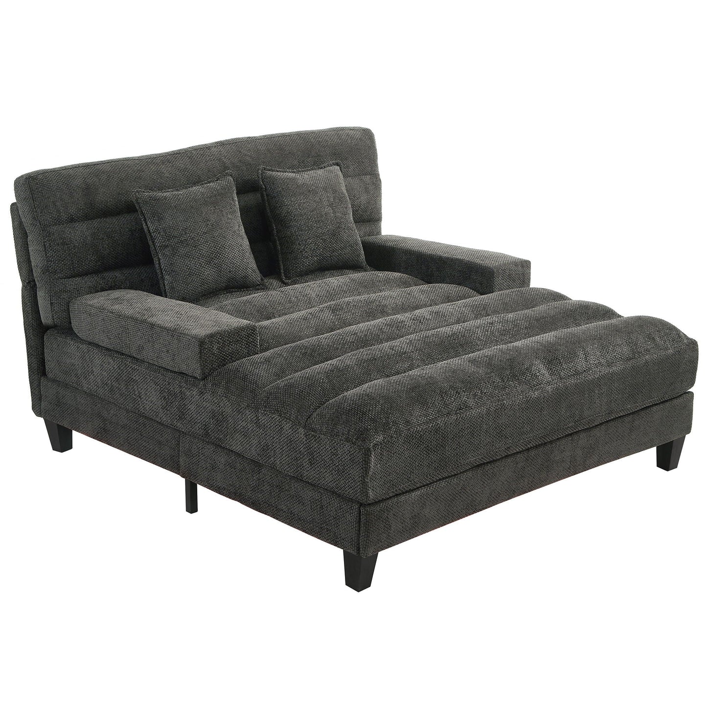 Chaise Bed Lounge Sofa Chair with Adjustable Backrest and LED Light Strip