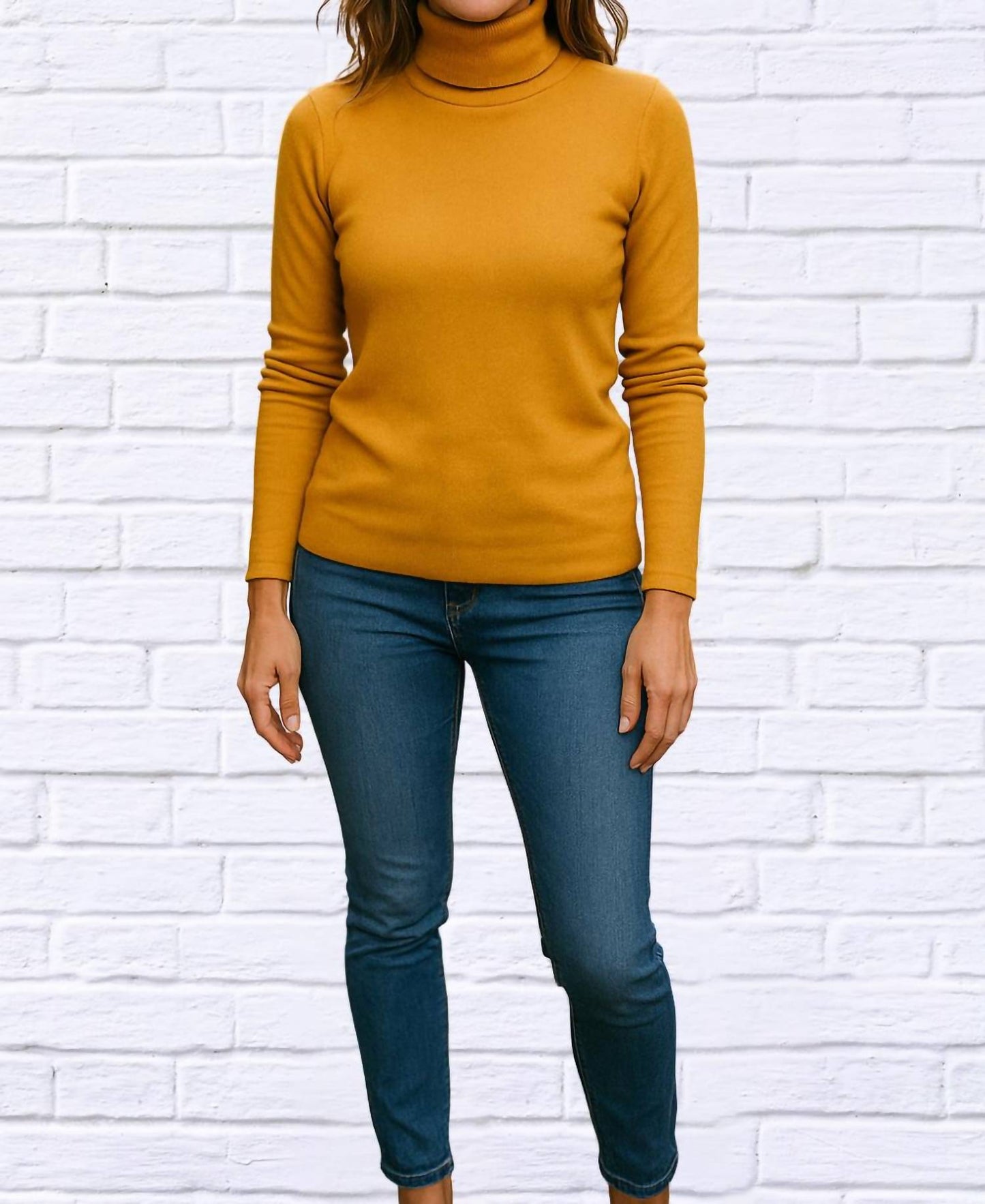 B Flawless - Ribbed Brushed Hacci Cowl Turtleneck Long Sleeve Top