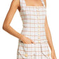 Nicholas - Square Neck Button Front Pinafore Plaid Tank Top