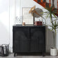 Modern Black Wood Storage Cabinet with Embossed Door