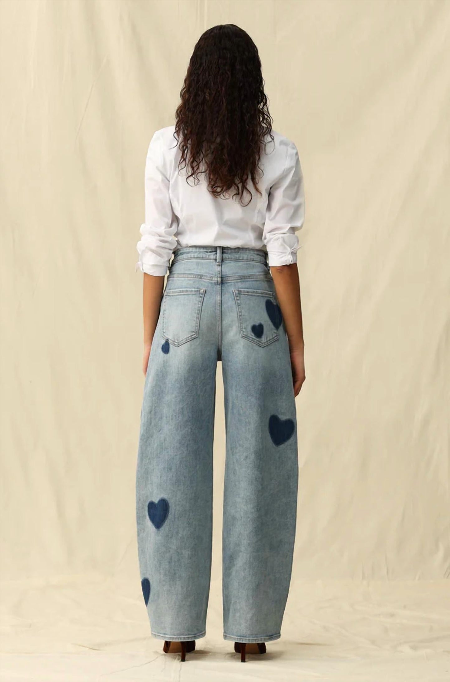 Bayeas - Women's Rosalind Heart Detail High Rise Barrel Jeans