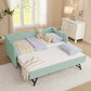 Cozy Gingham Daybed with Trundle Twin Size Sofa Bed No Box Spring Needed