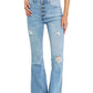 Vibrant Miu - Full Size Jess Button Flare Jeans