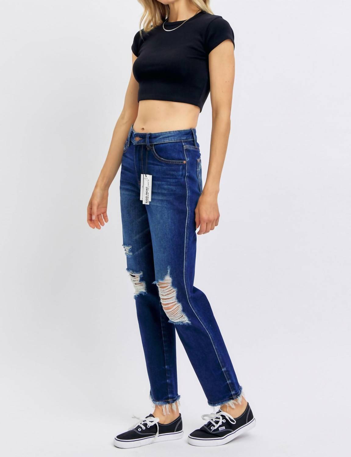 Judy Blue - High-Waisted Rigid Magic Heavy Destroy Straight Leg Jeans