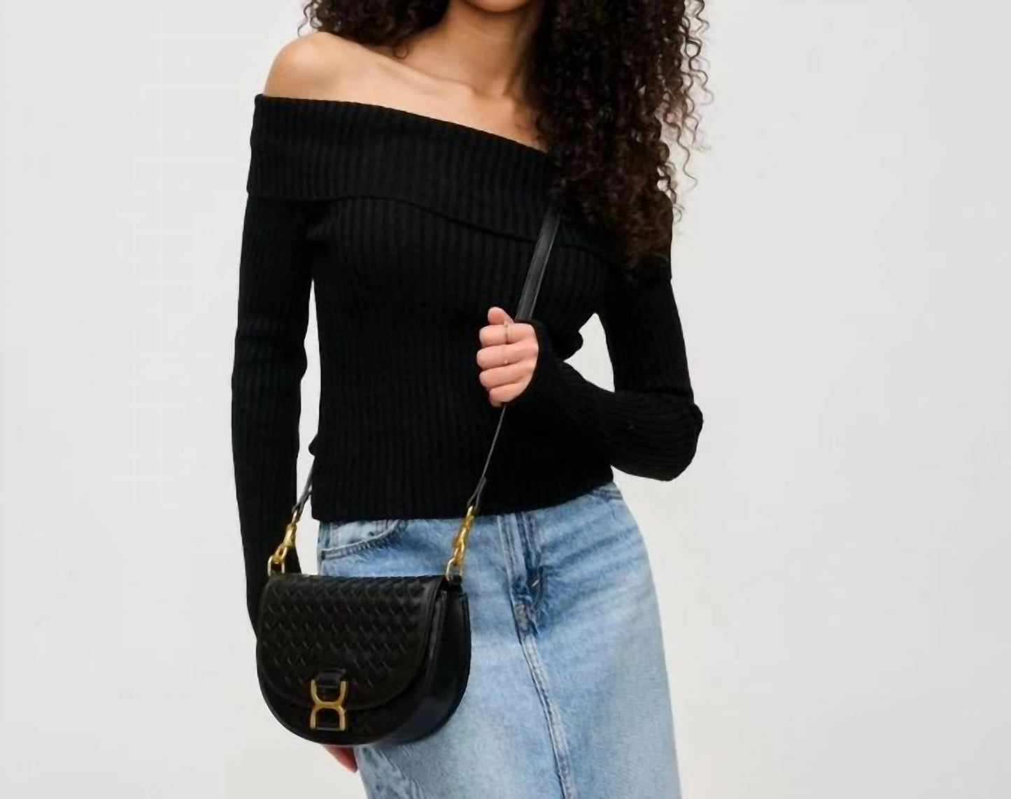 Urban Expressions - Alise Woven Vegan Leather Saddle Crossbody