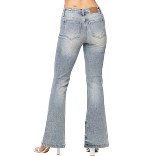 Judy Blue - Tinted Pin Tack Flare Jeans