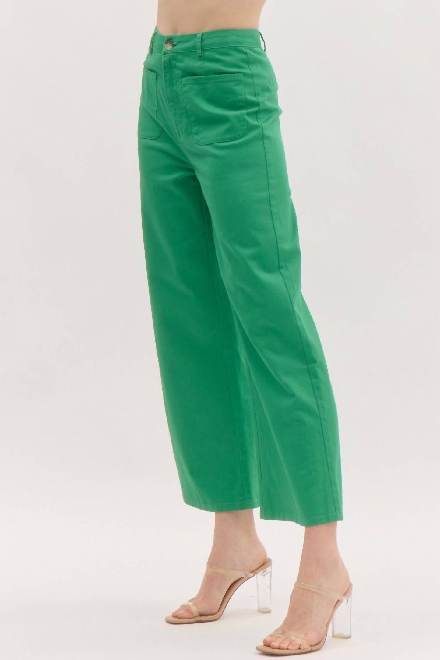 Entro - High Waisted Wide Leg Ankle Length Pants